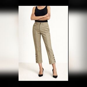 ZARA Wool-Blend Herringbone Crop Trousers | Neutral Parisian Ankle Pant | US 6